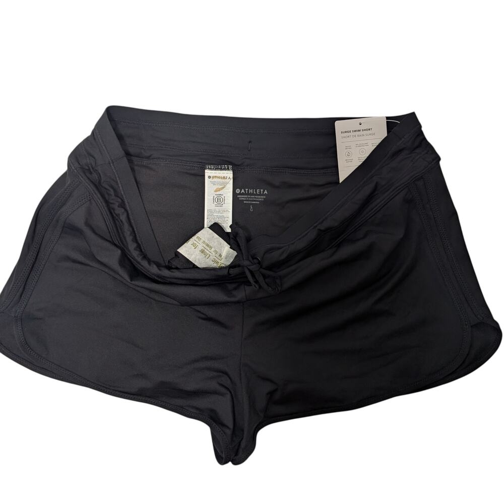 Athleta L black Kata Surge Shorts swim bikini coverup rash guard sun UPF pool - Picture 6 of 6